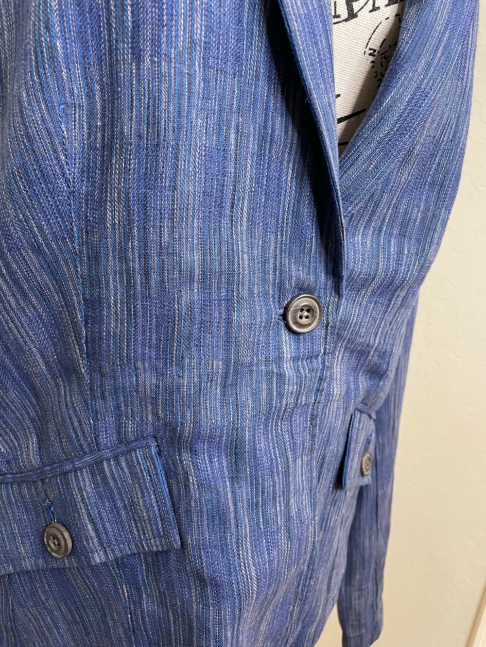 Cartonnier by  Anthropologie Size 12 Blazer In Blue.  Cotton/Linen blend Aztec. - Picture 2 of 15